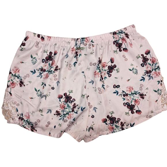 Ted Baker drawstring waist Pastel Floral Lace Trim Satin Sleep Shorts - Small - Picture 6 of 8